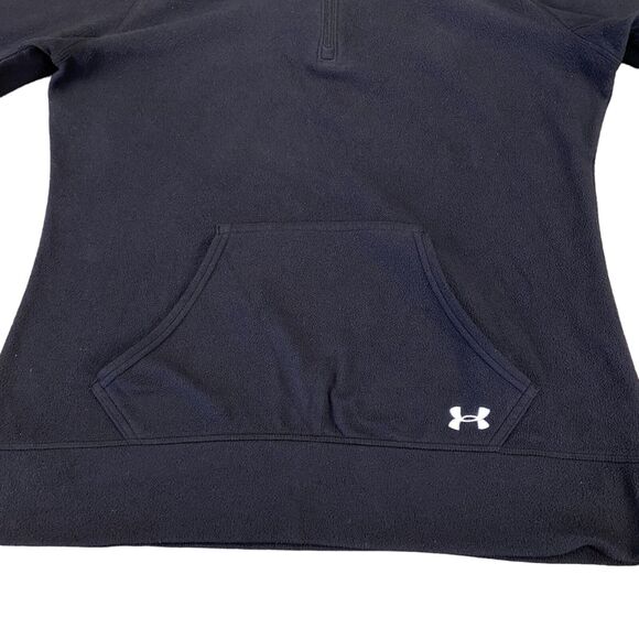 Under armour Sweatshirt Women's Medium Black Fleece Logo Semi Fitted Quarter Zip - Picture 11 of 16